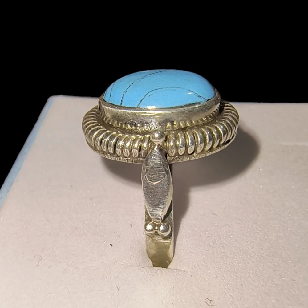 Sterling Silver & Faux Turquoise Southwestern Style Ring